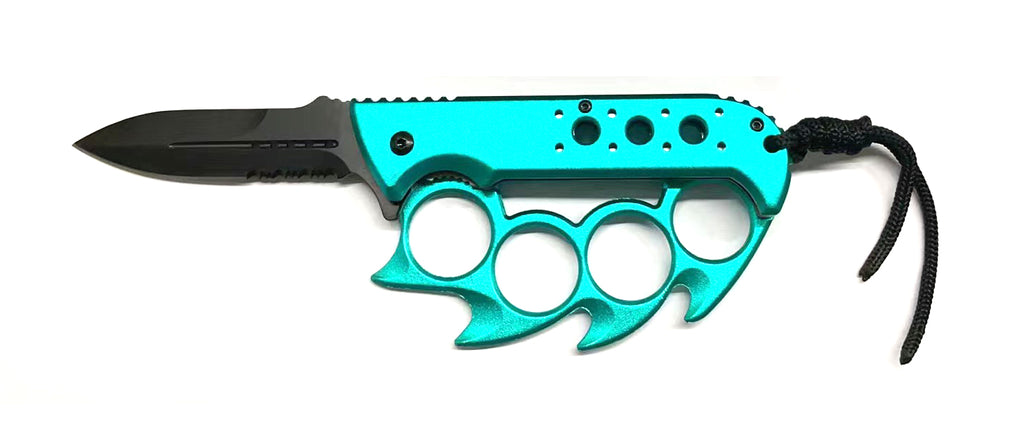 Elite Claw Spring Assisted Trench Knife with Paracord Teal