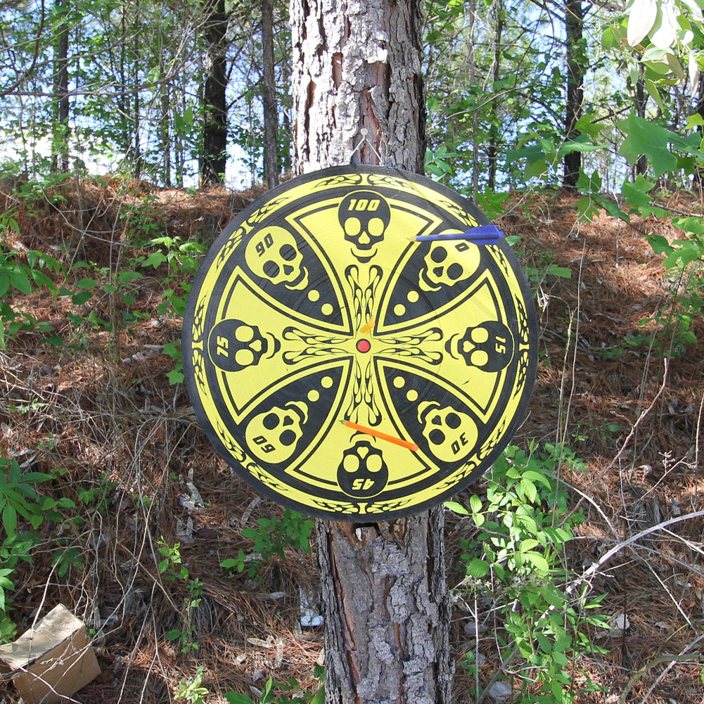 Maltese Cross Skull Throwing Knife Target Dart Board