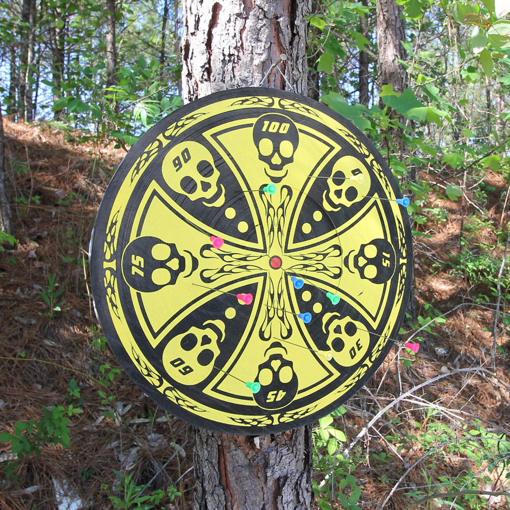 Maltese Cross Skull Throwing Knife Target Dart Board