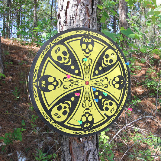 Maltese Cross Skull Throwing Knife Target Dart Board