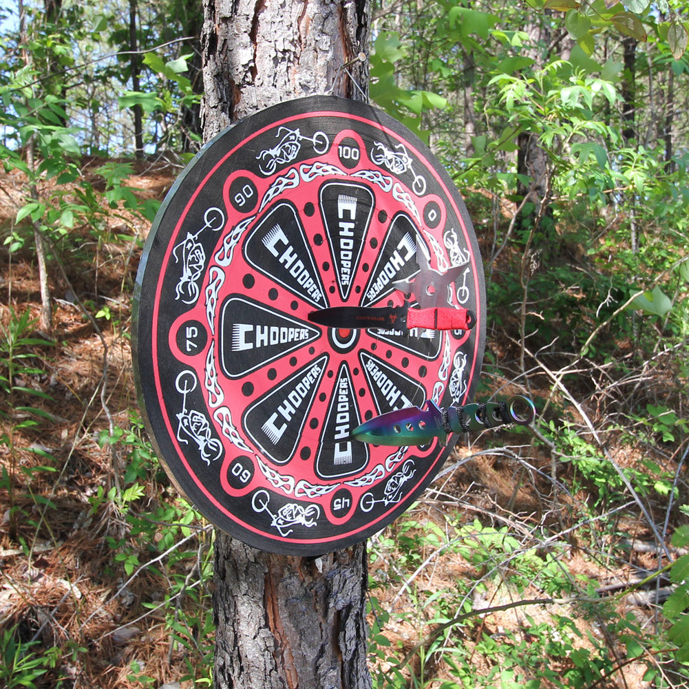 Biker Choppers Red Throwing Knife Target Dart Board