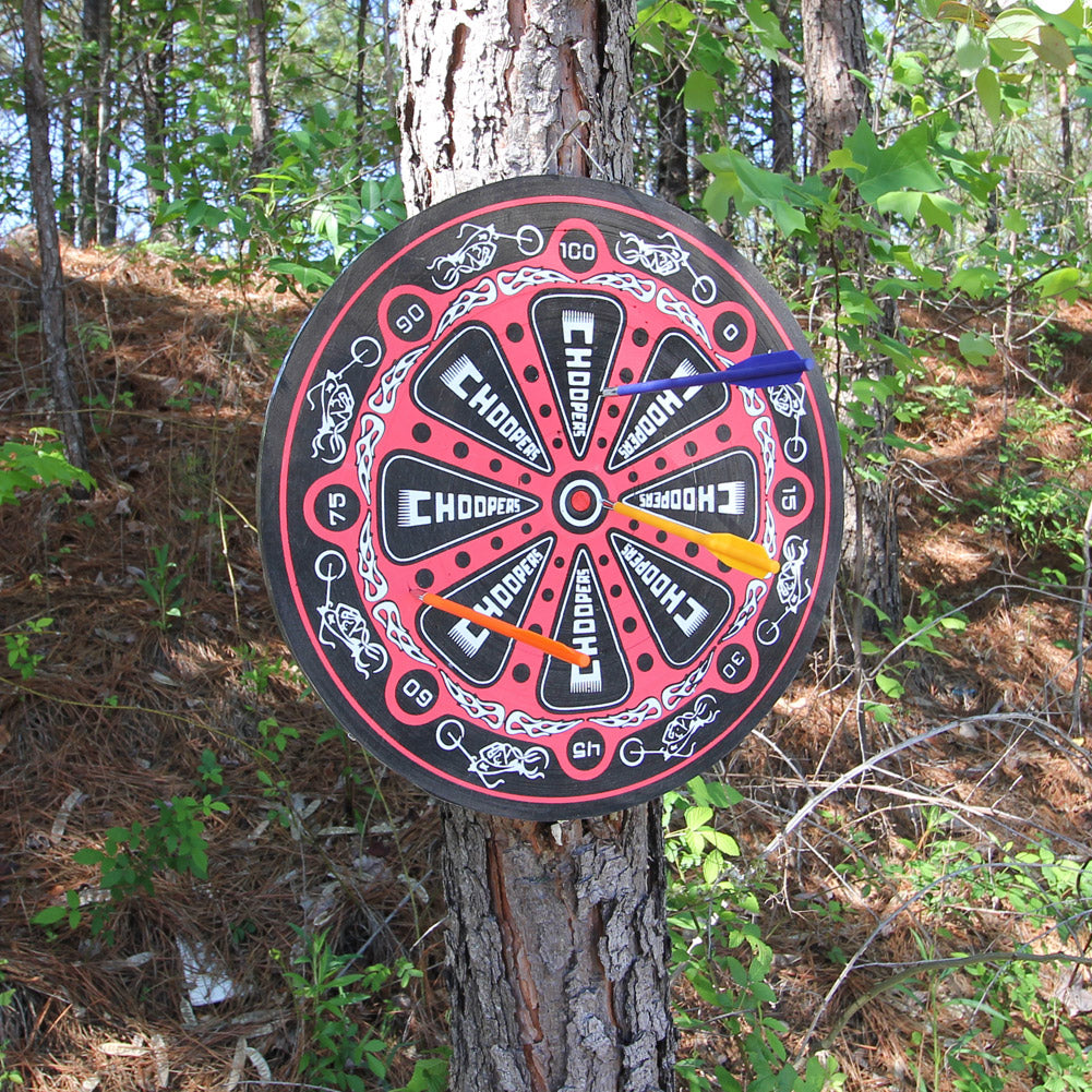 Biker Choppers Red Throwing Knife Target Dart Board