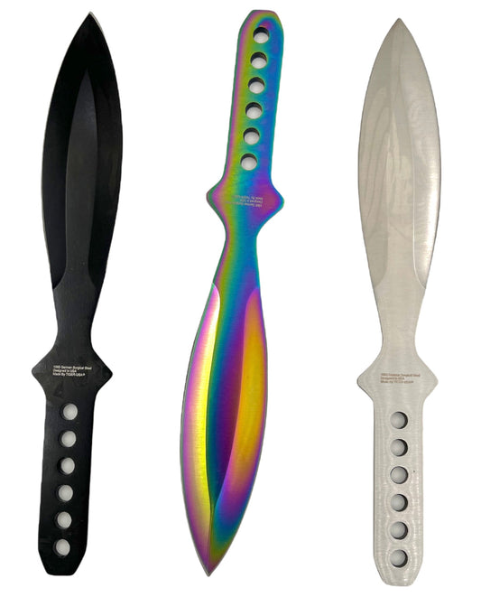 Tiger-USA®3 PC Throwing Knives RAINBOW BLACK AND SILVER with case (Set of 3)