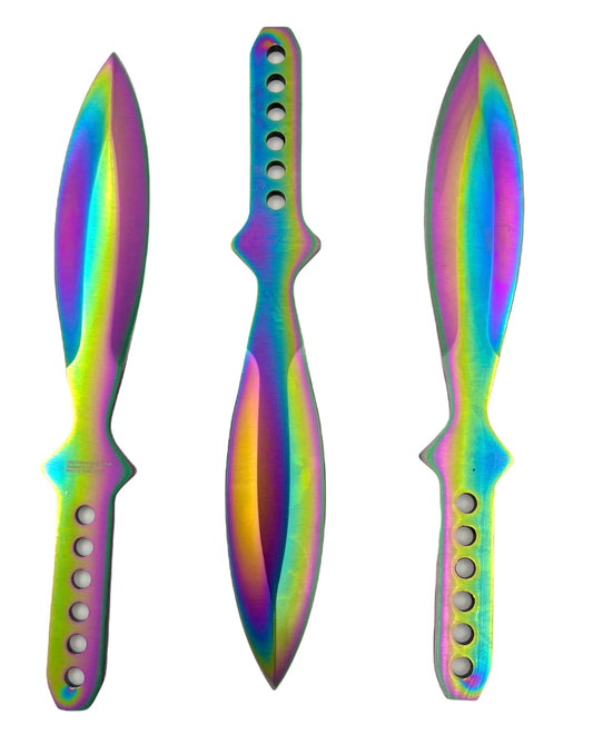 Tiger-USA®3 PC Throwing Knives RAINBOW with case (Set of 3)