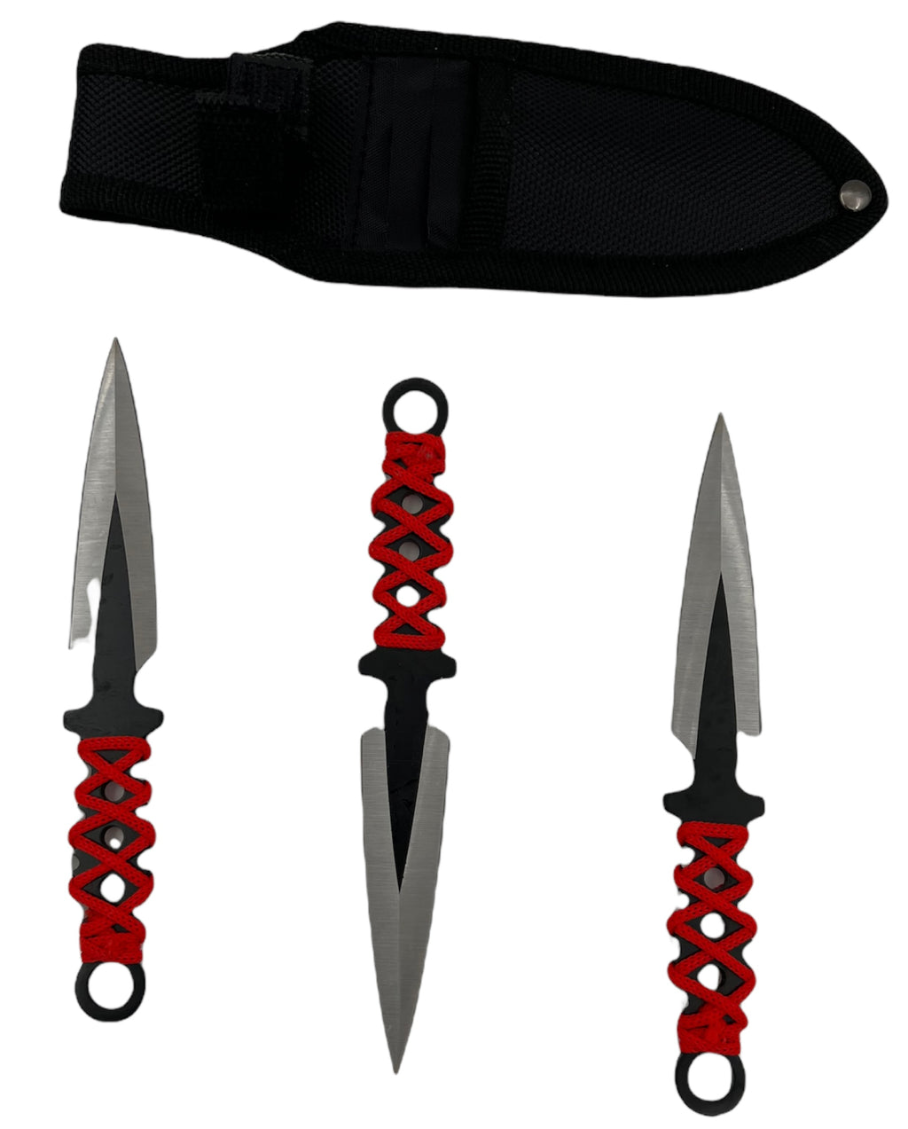 Tiger-USA®3 PC Throwing Knives with red corb wrap with case (Set of 3)