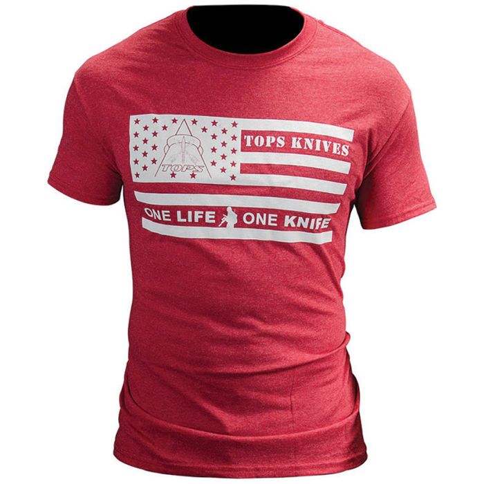 TOPS T-Shirt Flag Logo Red Large