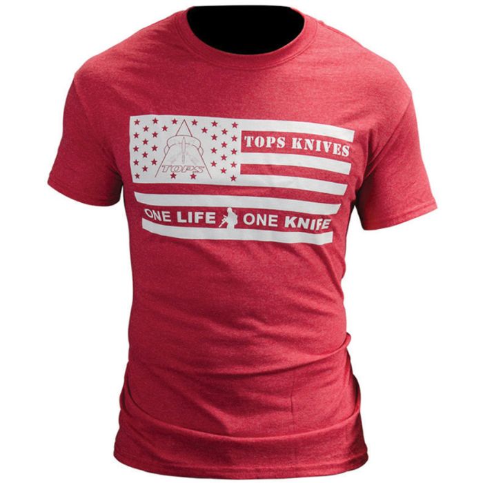 TOPS T-Shirt Flag Logo Red Medium