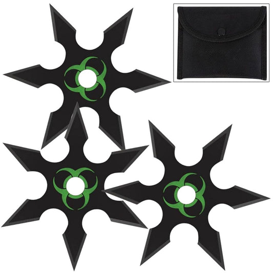 Infected Genocide 6 Point Throwing Star 3 Piece Set Black