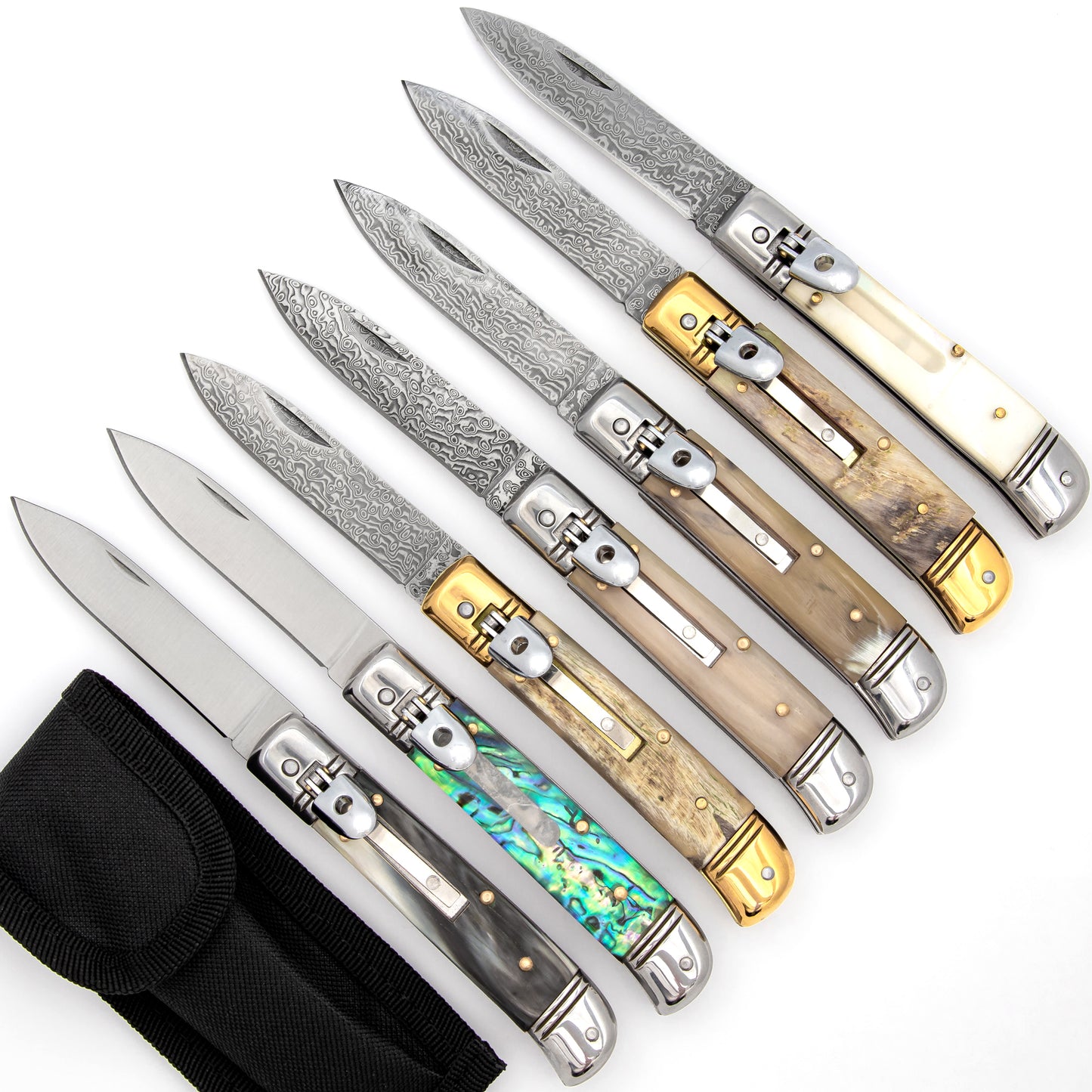 Automatic Land to Surf Lever Lock Switchblade Selection Horn & Pearl Grips Choice of 7 Knives