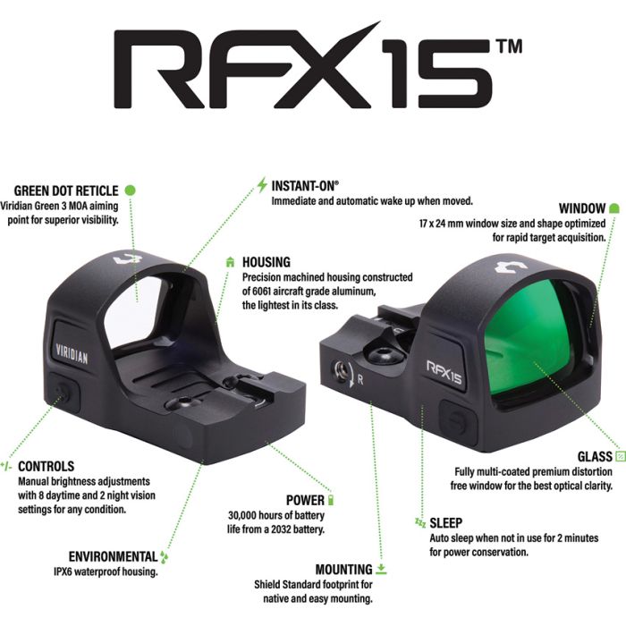 Viridian RFX-15 Green Dot Reflex Sight