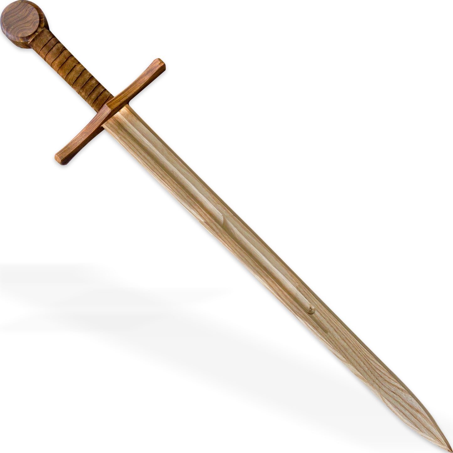 Medieval Replica Crusader Knight Steamed Beech Wood Sword | Leather-Wrapped Handle