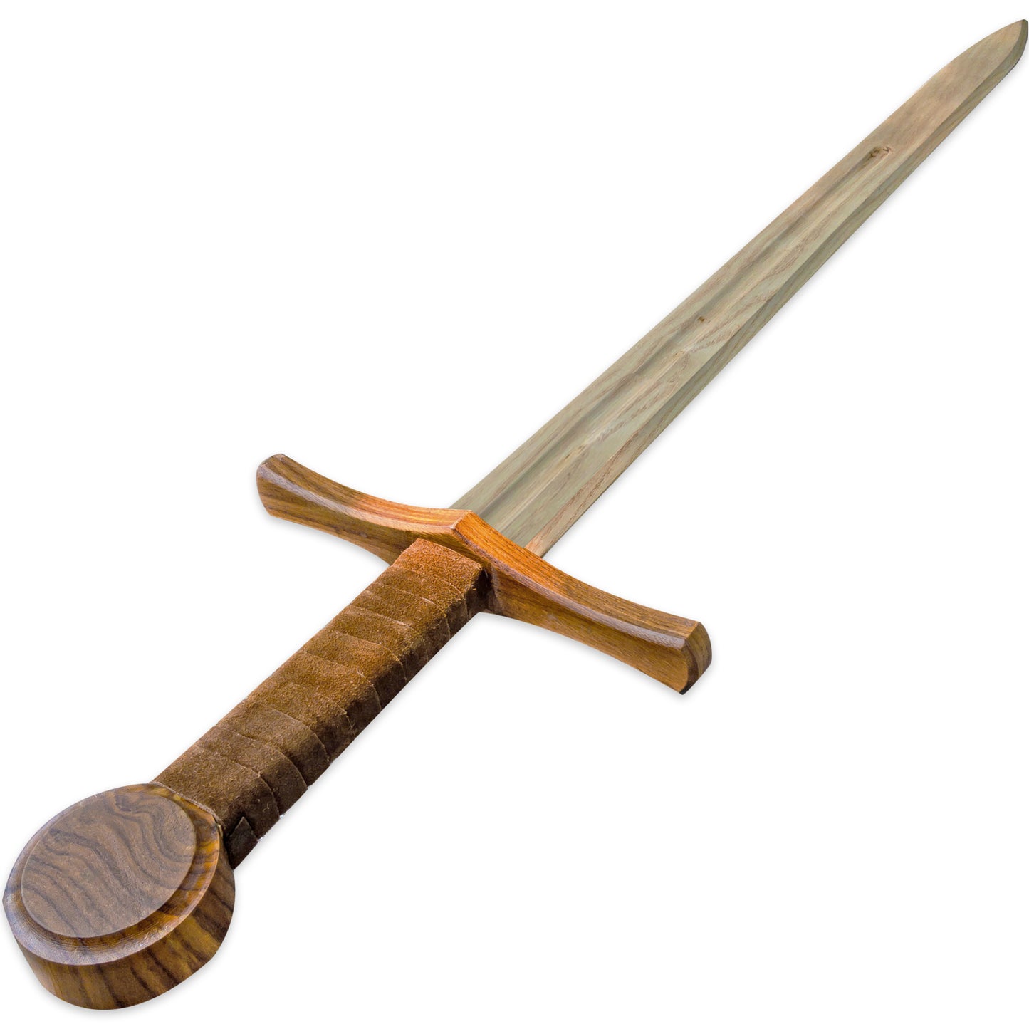 Medieval Replica Crusader Knight Steamed Beech Wood Sword | Leather-Wrapped Handle