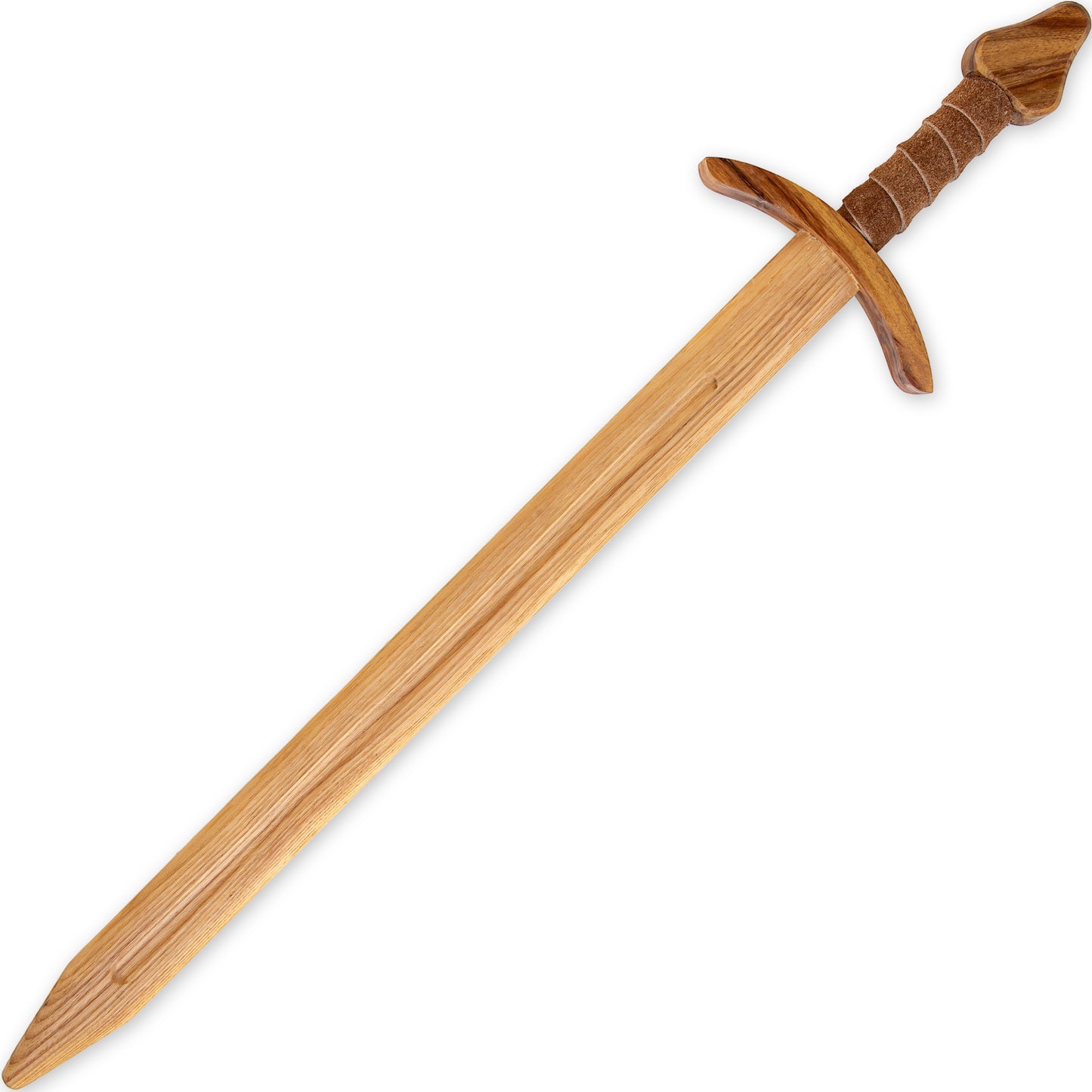 Wooden Replica Knightly Sword | Steamed Beech Wood w/ Leather Wrapped Handle