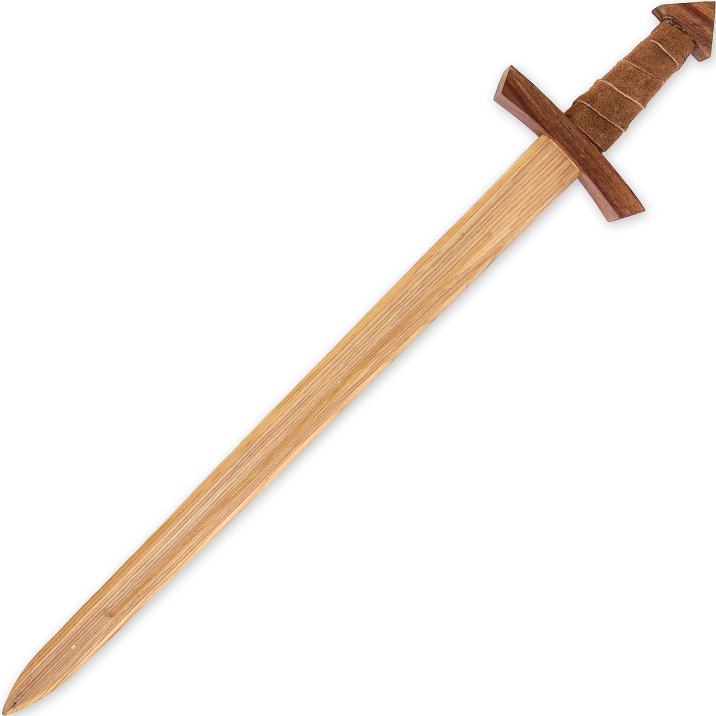 Steamed Beech Wood Replica Arming Sword |Triangular Pommel & Leather Wrapped Handle