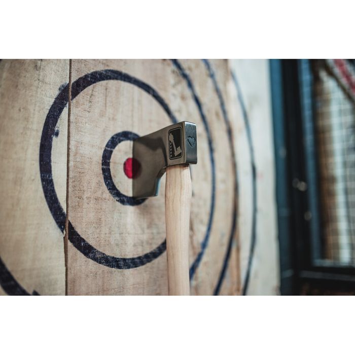 World Axe Throwing League Queen of Hearts Throwing Axe