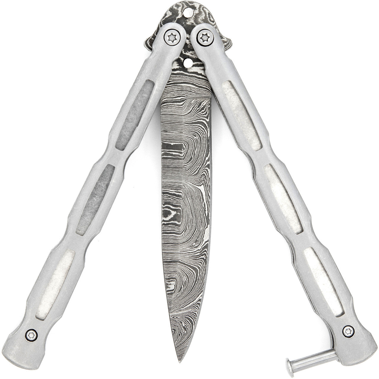 Unchained Balisong Butterfly Knife | Damascus Steel Blade | Drop Point