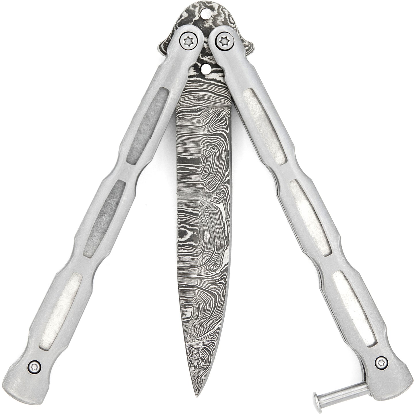 Unchained Balisong Butterfly Knife | Damascus Steel Blade | Drop Point