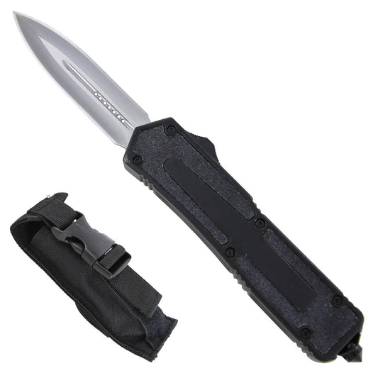 Automatic Titan OTF Double Edge Knife Silver