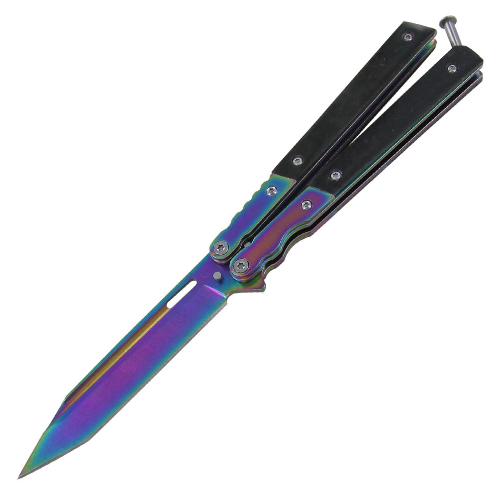 Lethal Rainbow Stainless Steel Butterfly Knife