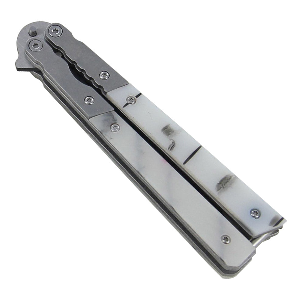 White Widow Two Toned Stainless Steel Butterfly Knife