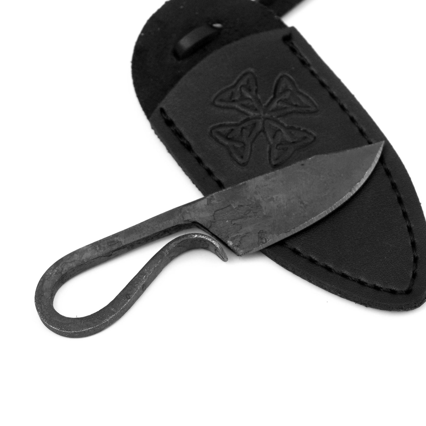 Hand Forged Medieval Outdoor Pocket Neck Knife | Black Sheath |