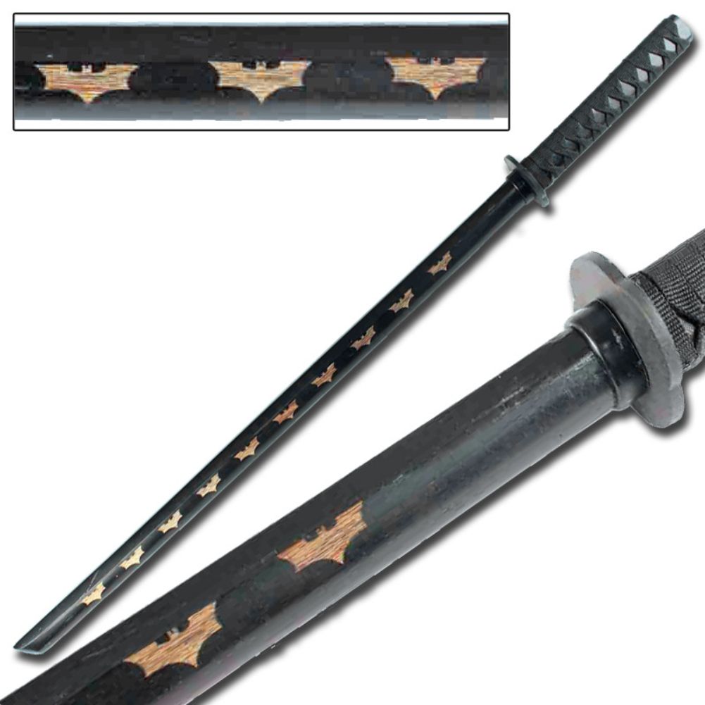 Dark Night Rises Blackened Bokken with Sheath Combo