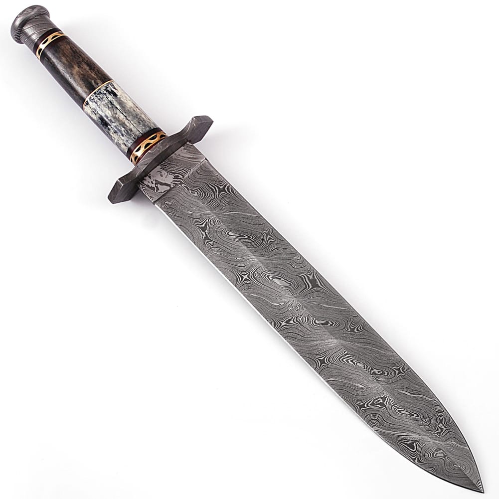 Legion of the Damned Damascus Steel Dagger with Leather Sheath