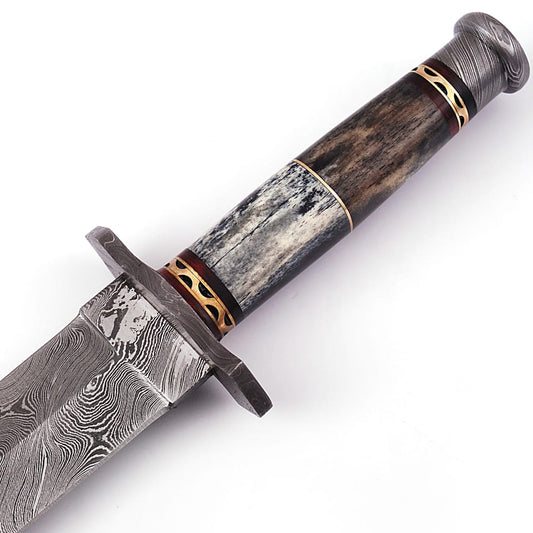 Legion of the Damned Damascus Steel Dagger with Leather Sheath