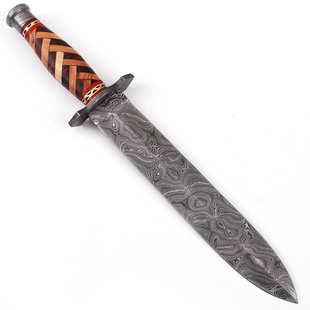 Arabian Nights Damascus Steel Dagger with Leather Sheath