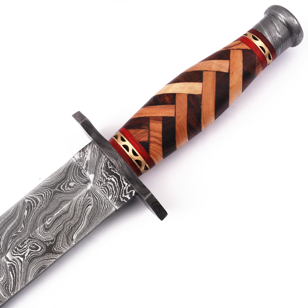 Arabian Nights Damascus Steel Dagger with Leather Sheath