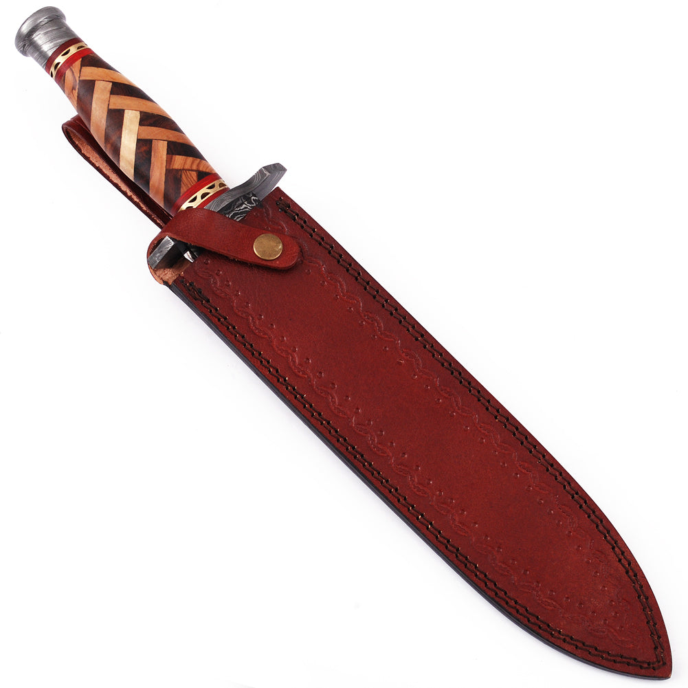 Arabian Nights Damascus Steel Dagger with Leather Sheath