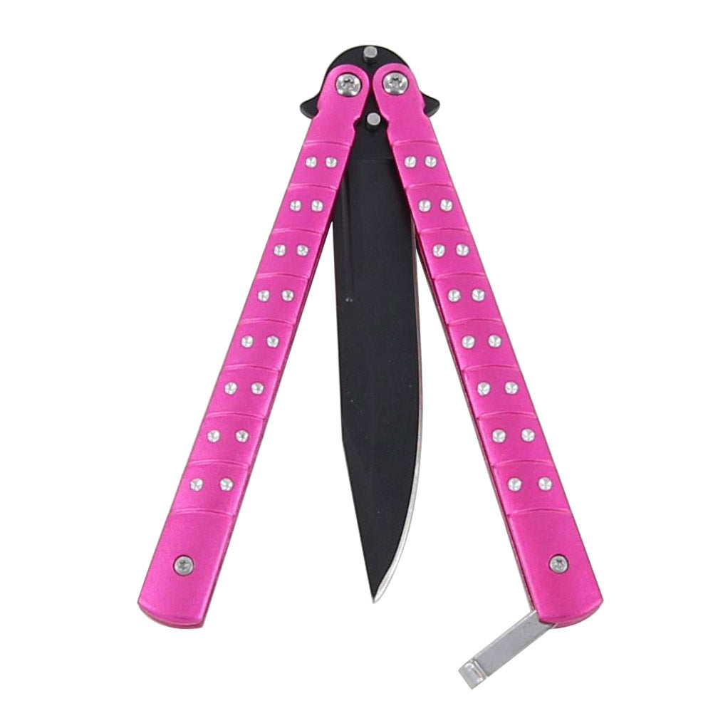 Studded Butterfly Knife Pink