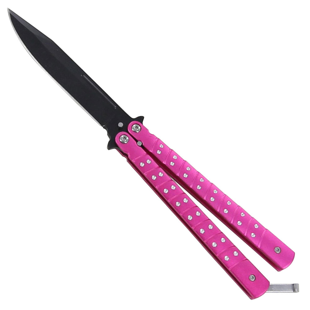 Studded Butterfly Knife Pink