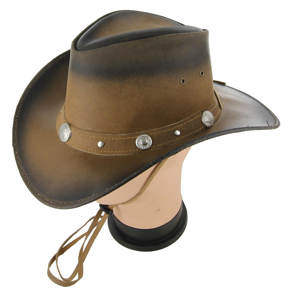 Buffalo Nickel Cowpuncher Leather Hat