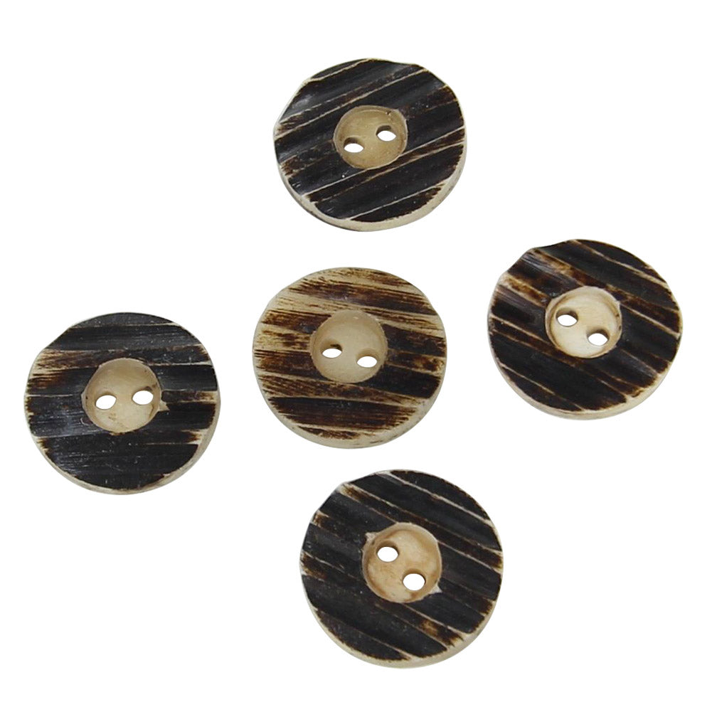 Handmade 5 Piece Ribbed Horn Button Set