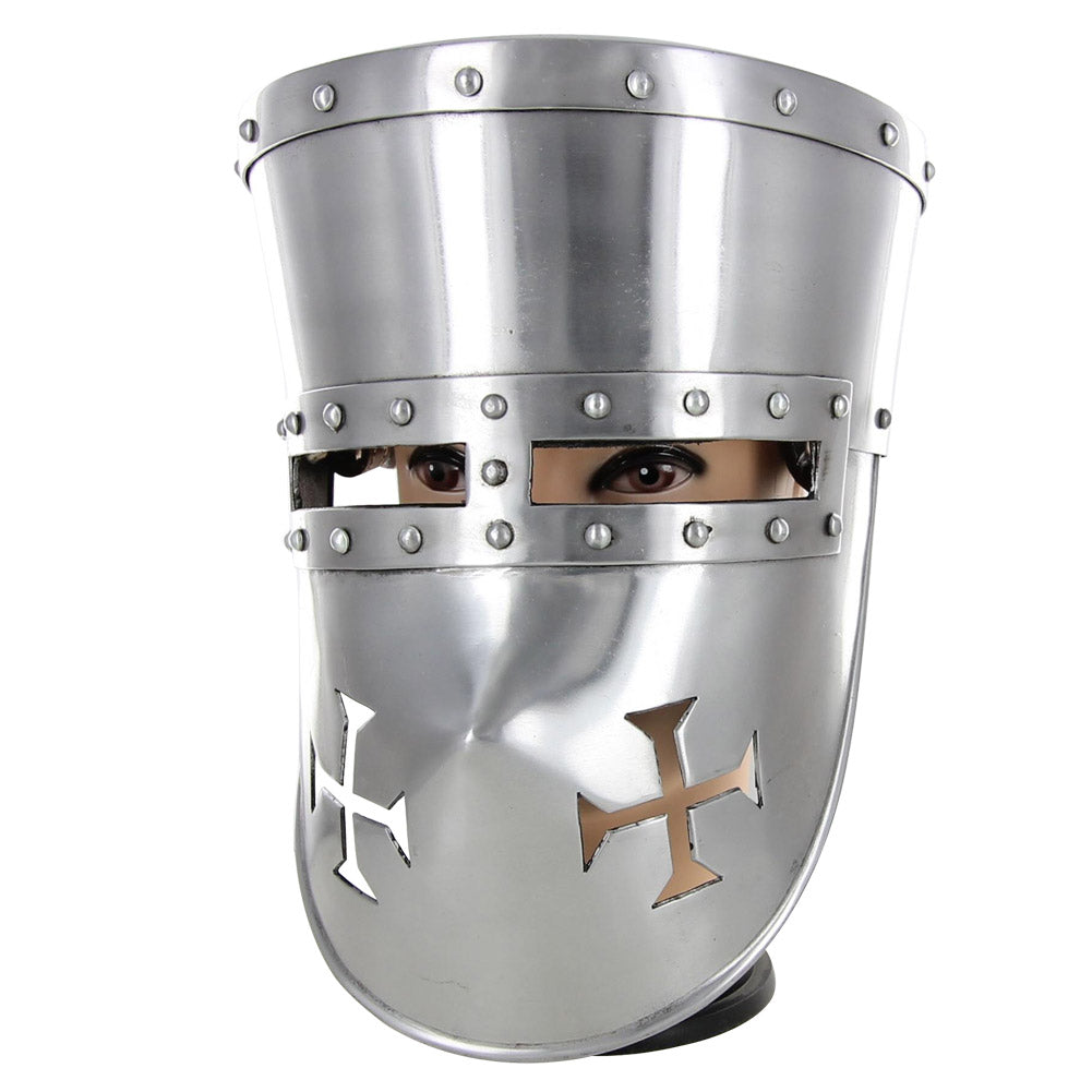 Crusader 16G Pot Helmet with Templar Face Guard