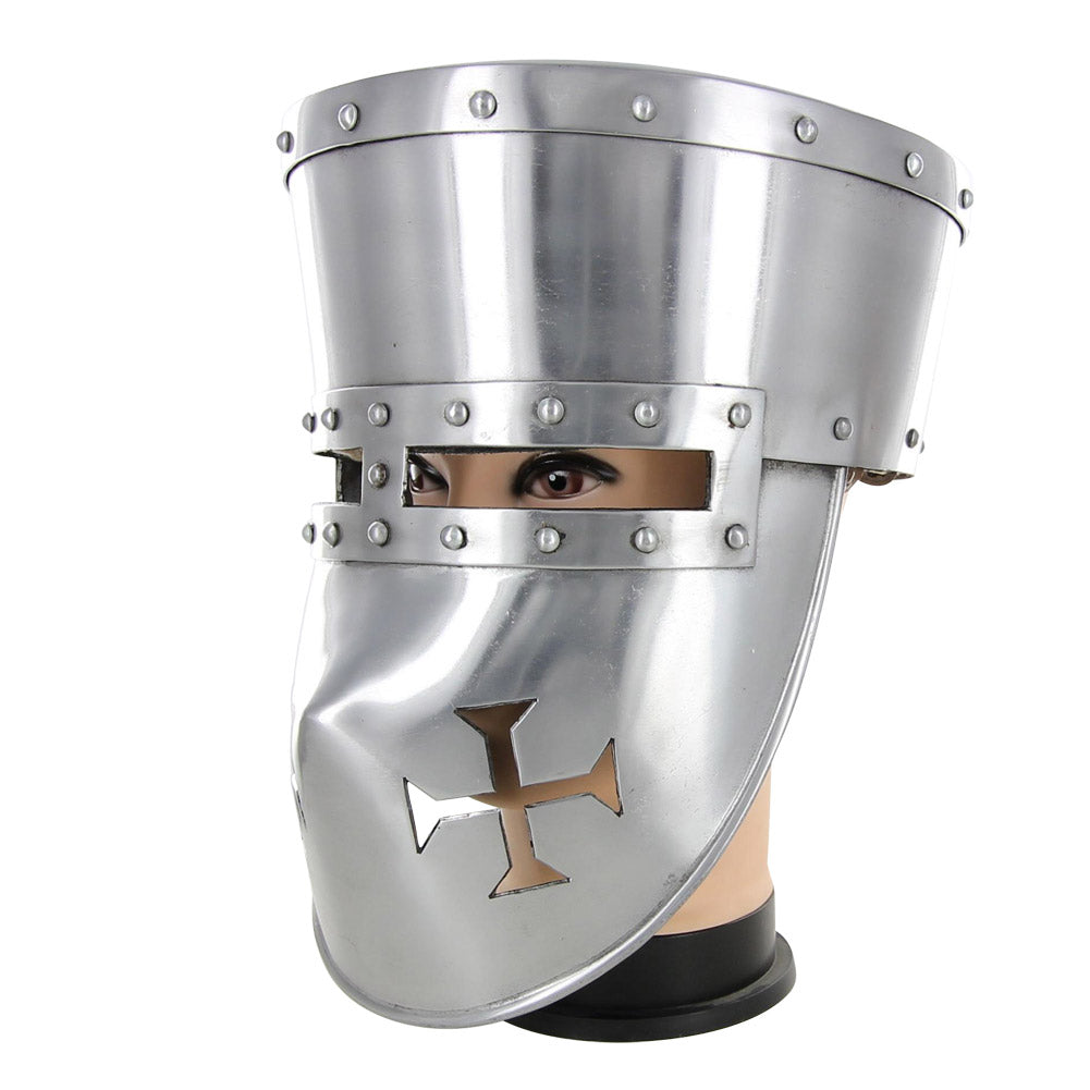 Crusader 16G Pot Helmet with Templar Face Guard