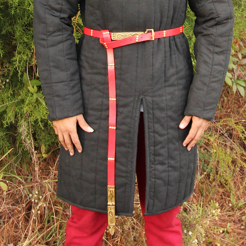 Medieval Lady in Red Leather Belt