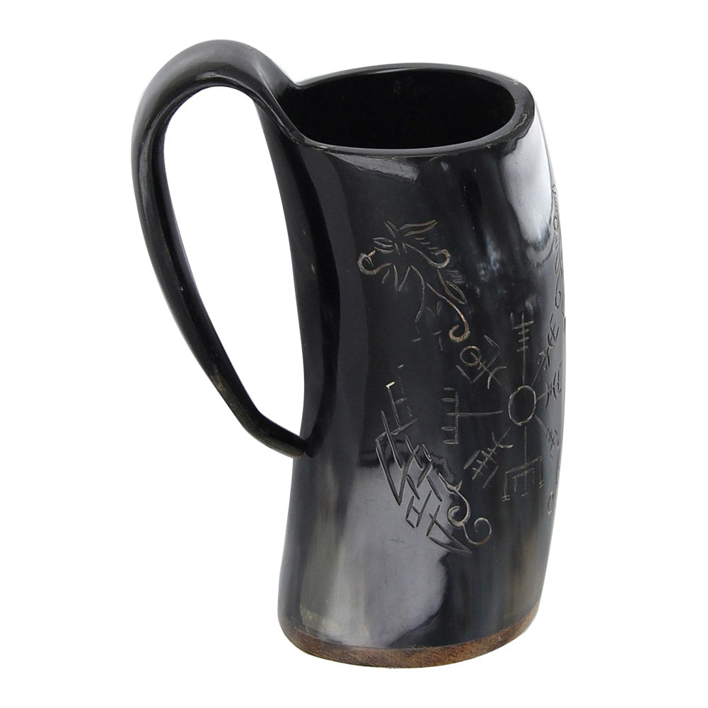 Horn Tankard Viking Compass With Jormungandr  Design