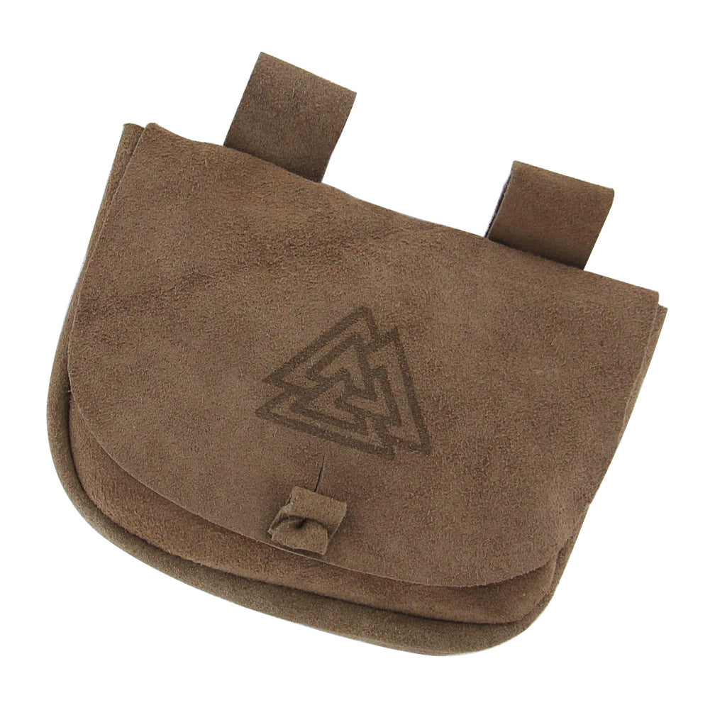 Suede Leather Bag  With Viking Design on Flap