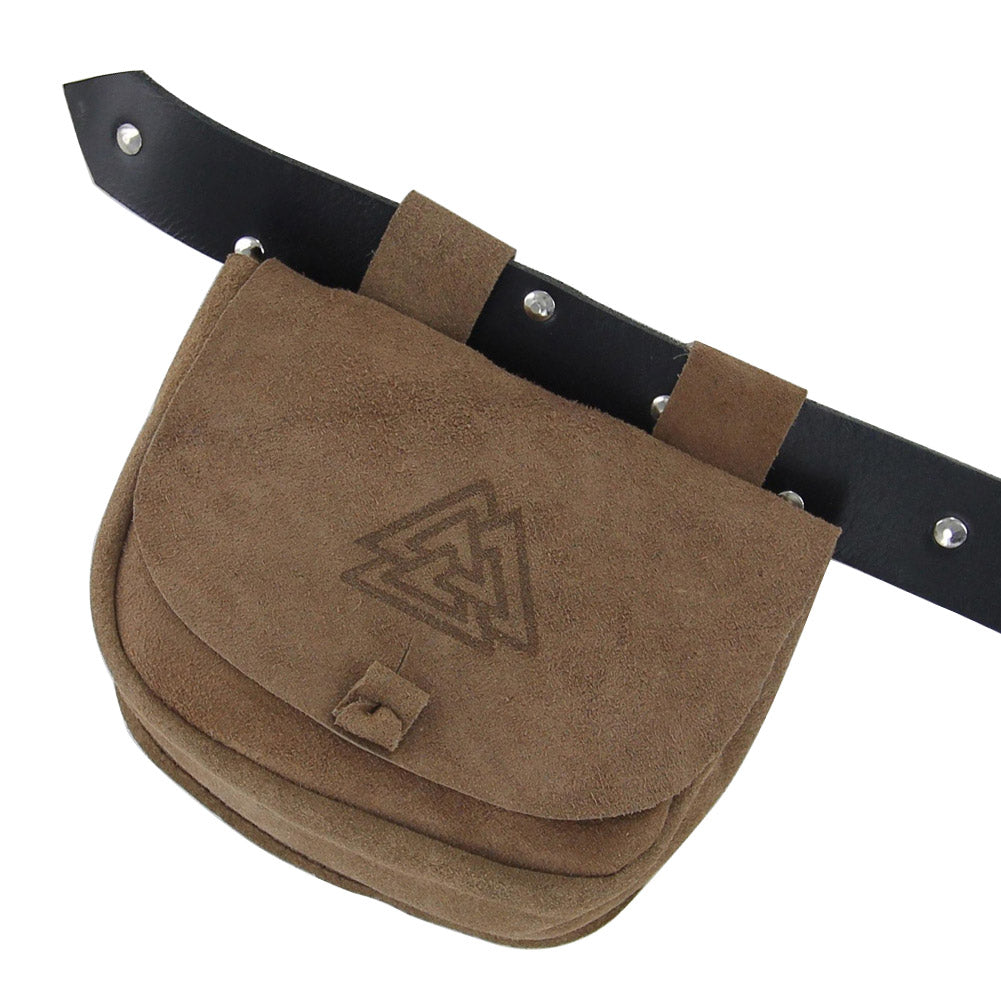 Suede Leather Bag  With Viking Design on Flap