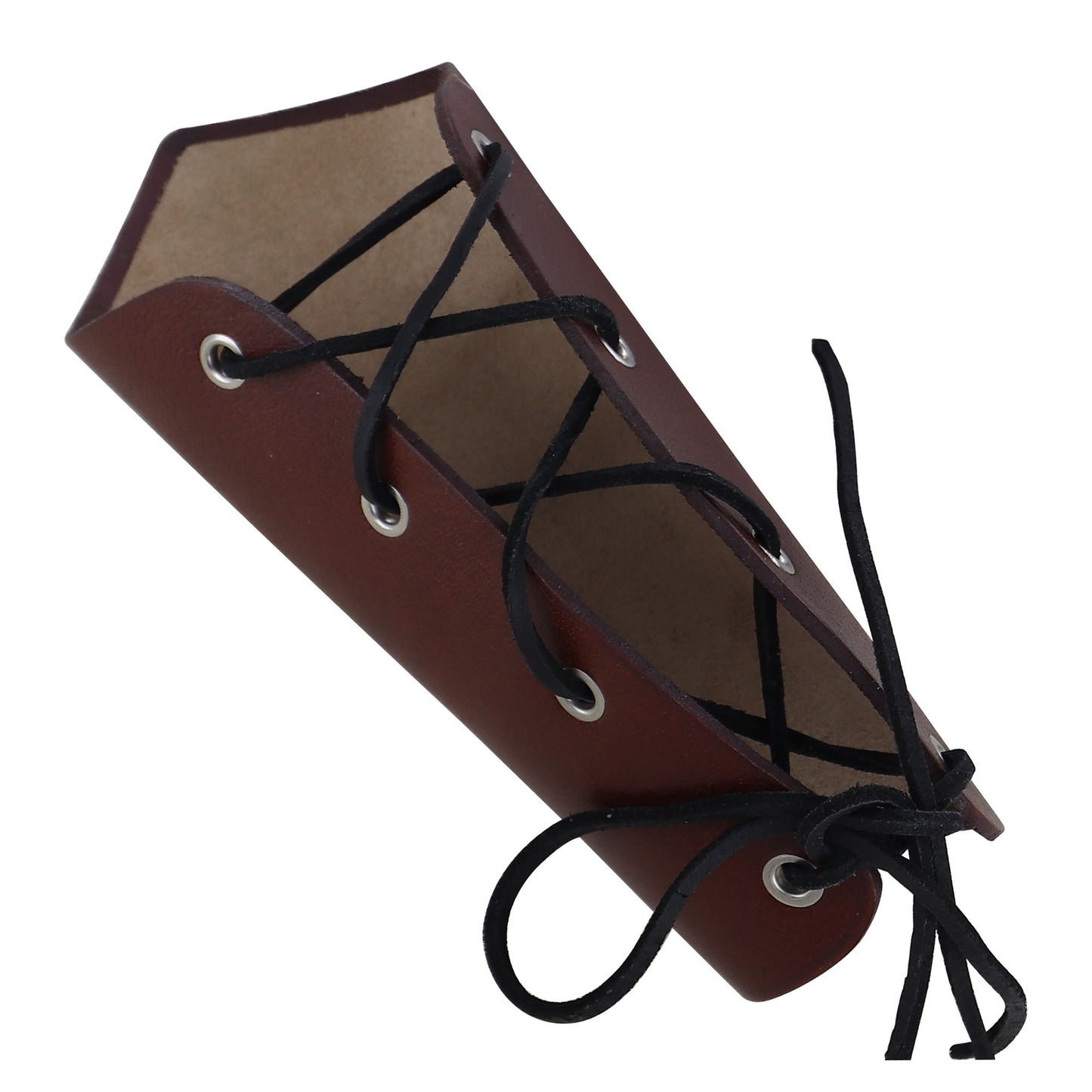 Medieval Warrior Lace Up Leather Bracer | Brown |