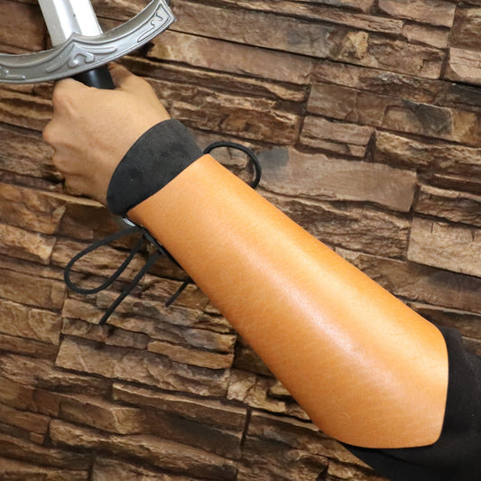 Medieval Warrior Lace Up Leather Bracer | Tan |