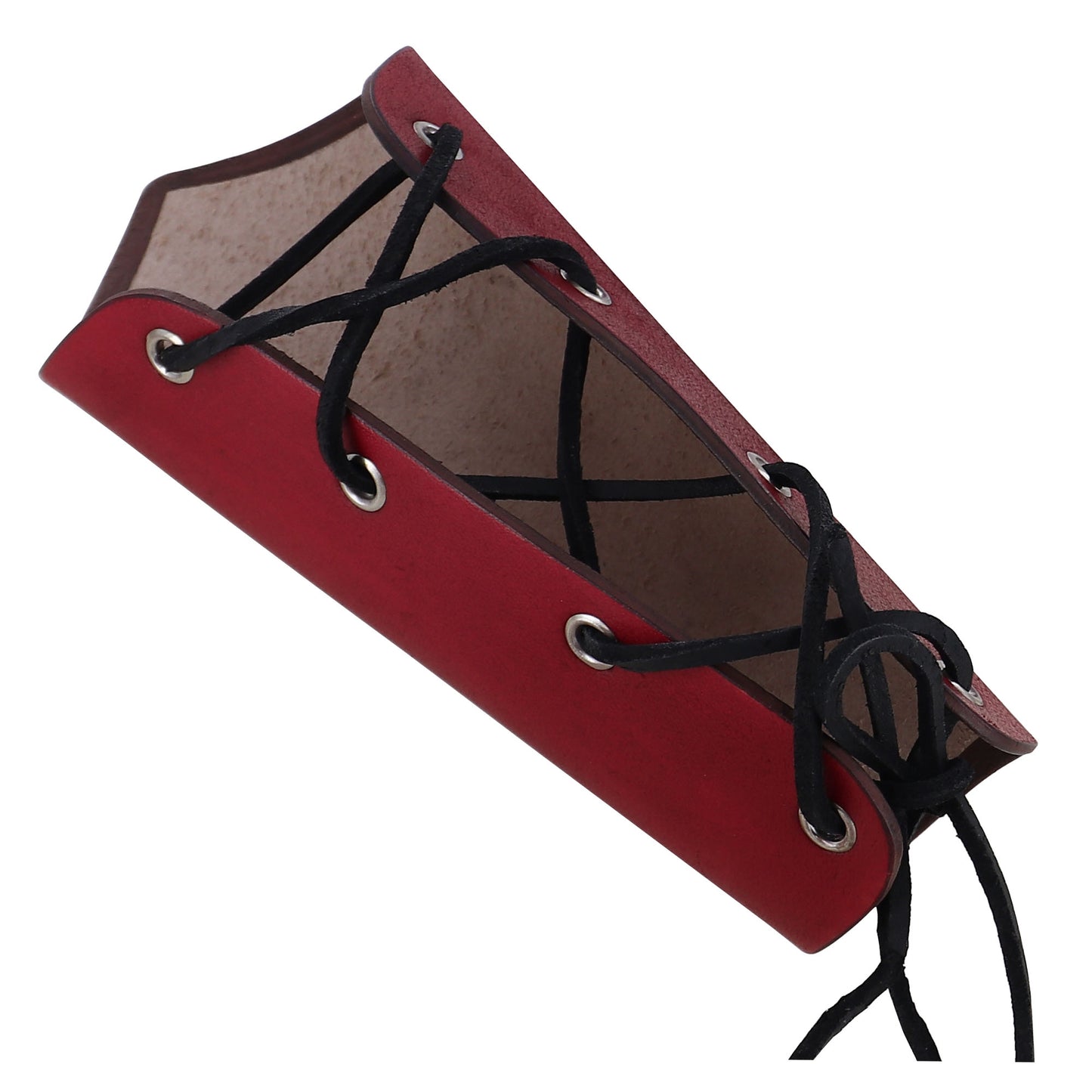 Medieval Warrior Lace Up Leather Bracer | Red |