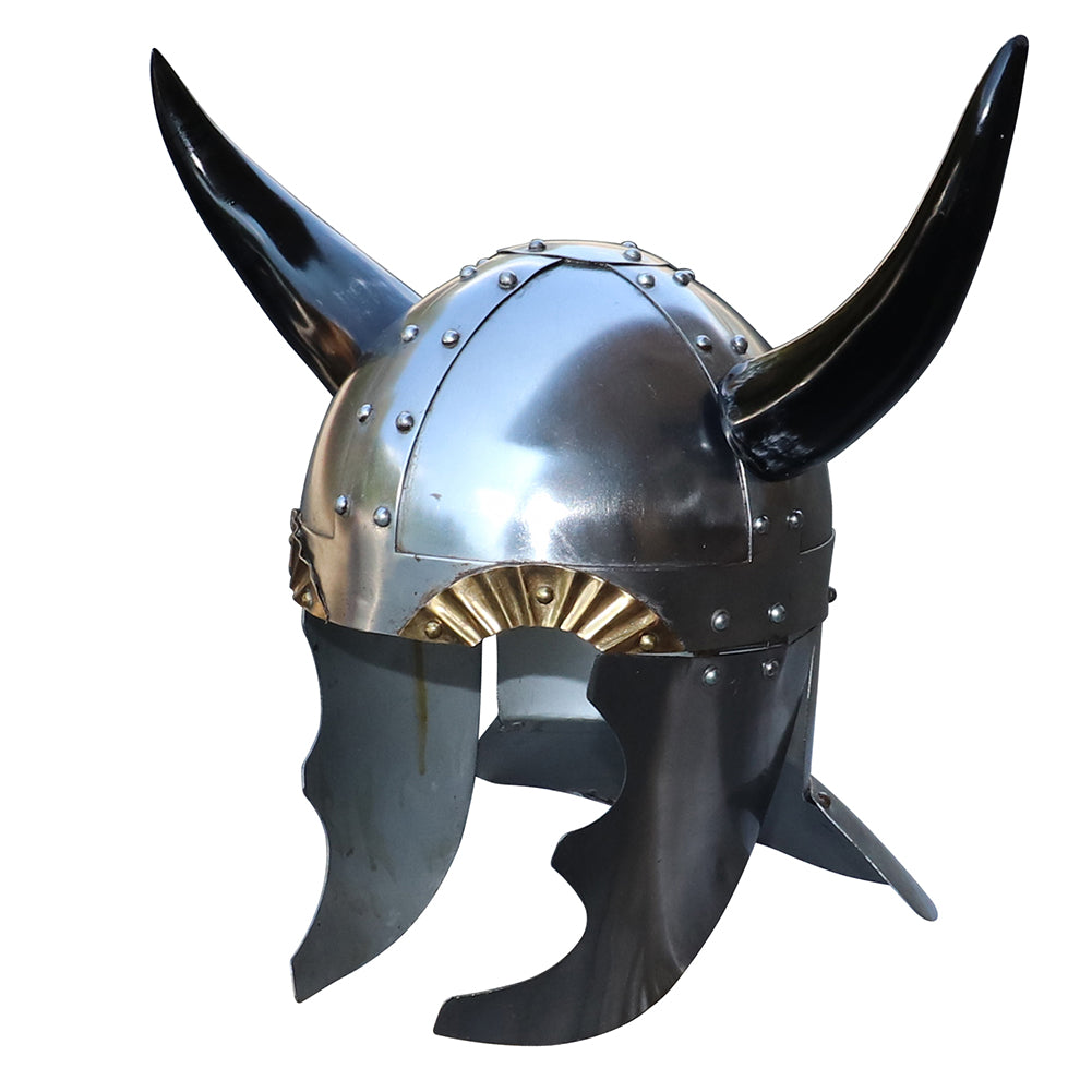 Viking Leader 18 Gauge Steel Helmet with Horns