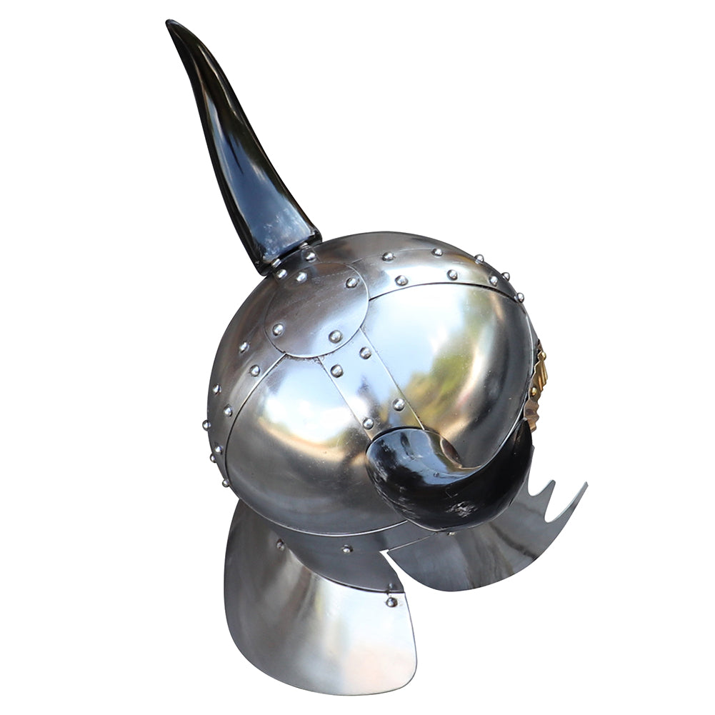 Viking Leader 18 Gauge Steel Helmet with Horns