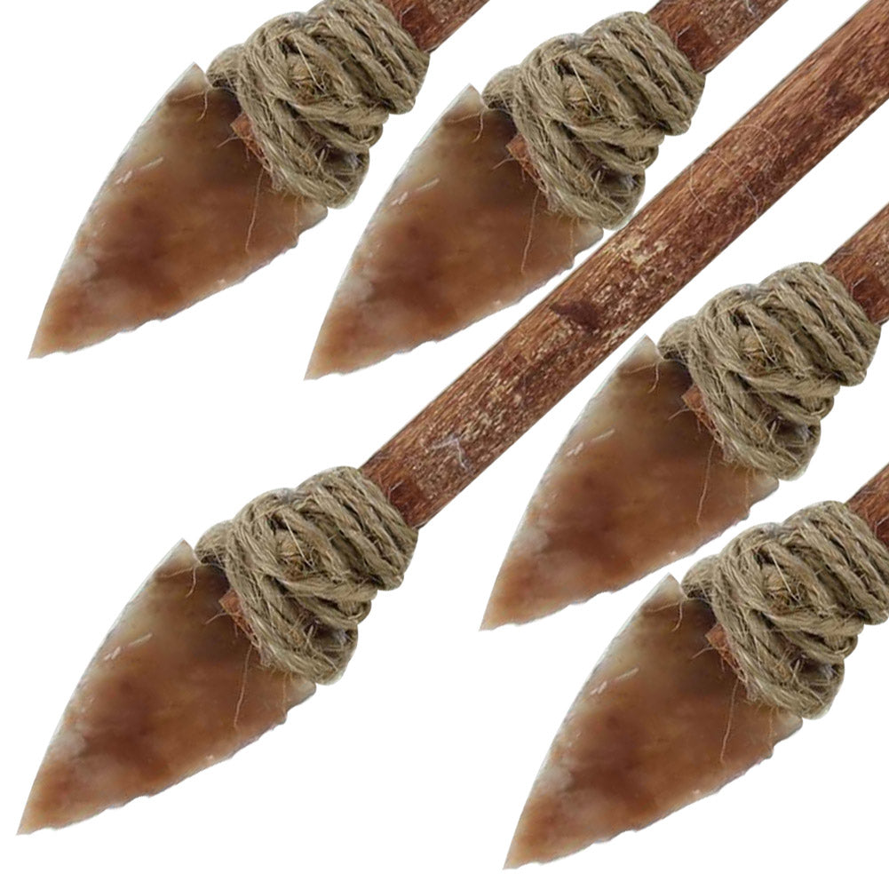 Medieval Flint Agate Arrowhead 5 Piece Set 2 Inch