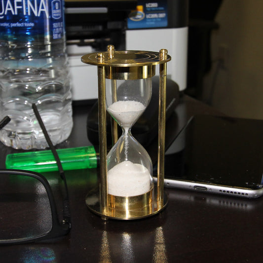 Past, Present, and Future Brass Desk Sandclock Hourglass