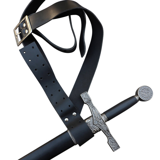 Honorable Swordsmen Genuine Black Leather Adjustable Baldric Belt