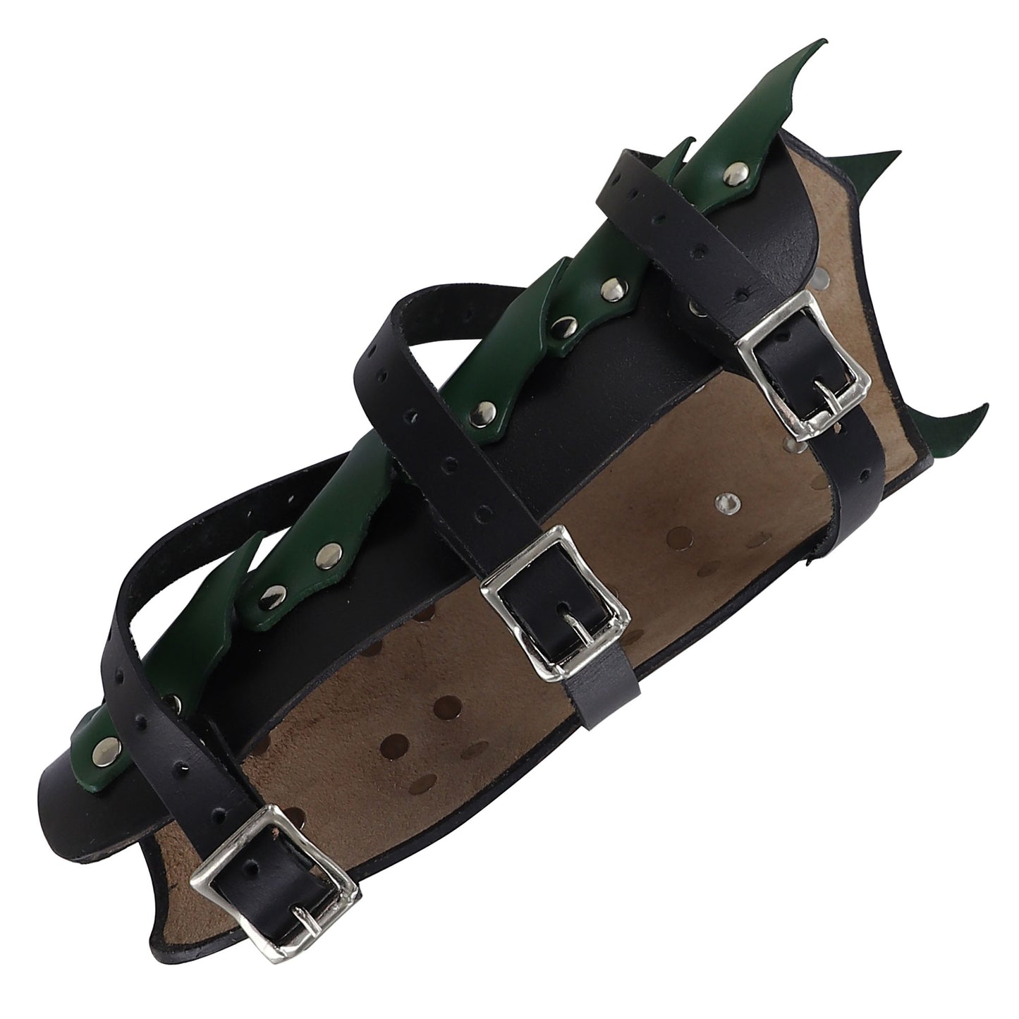 Drogos Fury Dragon Scale Adjustable Leather Leg Greaves | Black and Green |